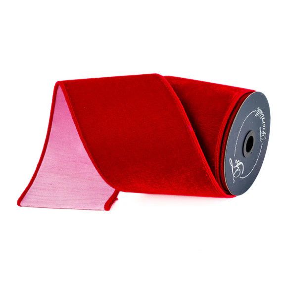 Sherbert Velvet Ribbon 4"x10yd RED &amp; PINK