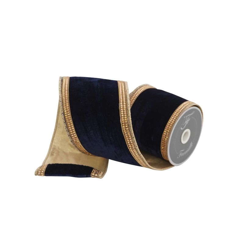 Distressed Diamonds Ribbon NAVY 4"x5yd