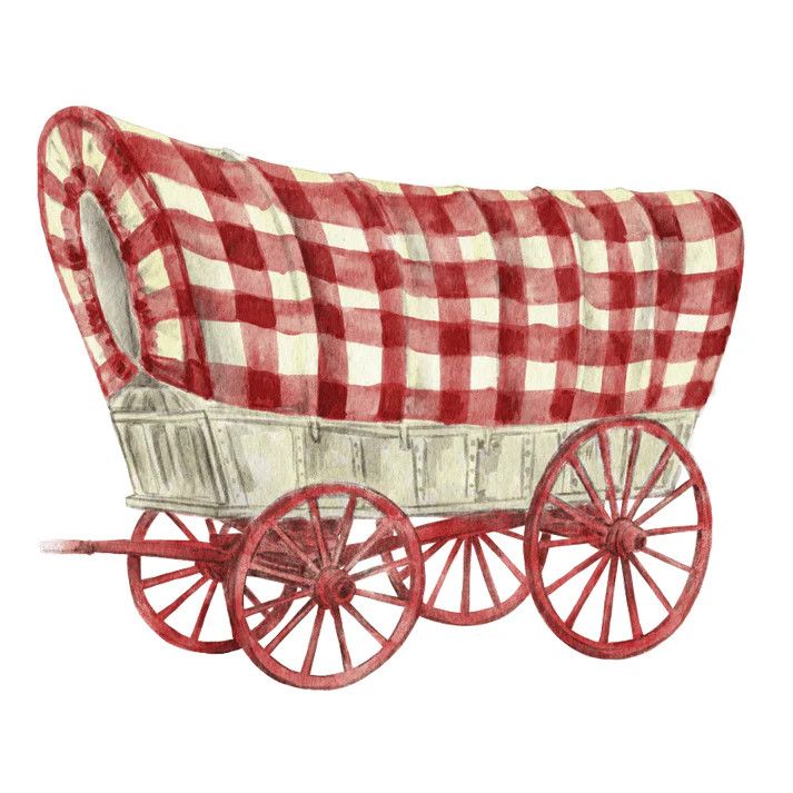 Crimson &amp; Cream Wagon Acrylic 5x7" (FPE)