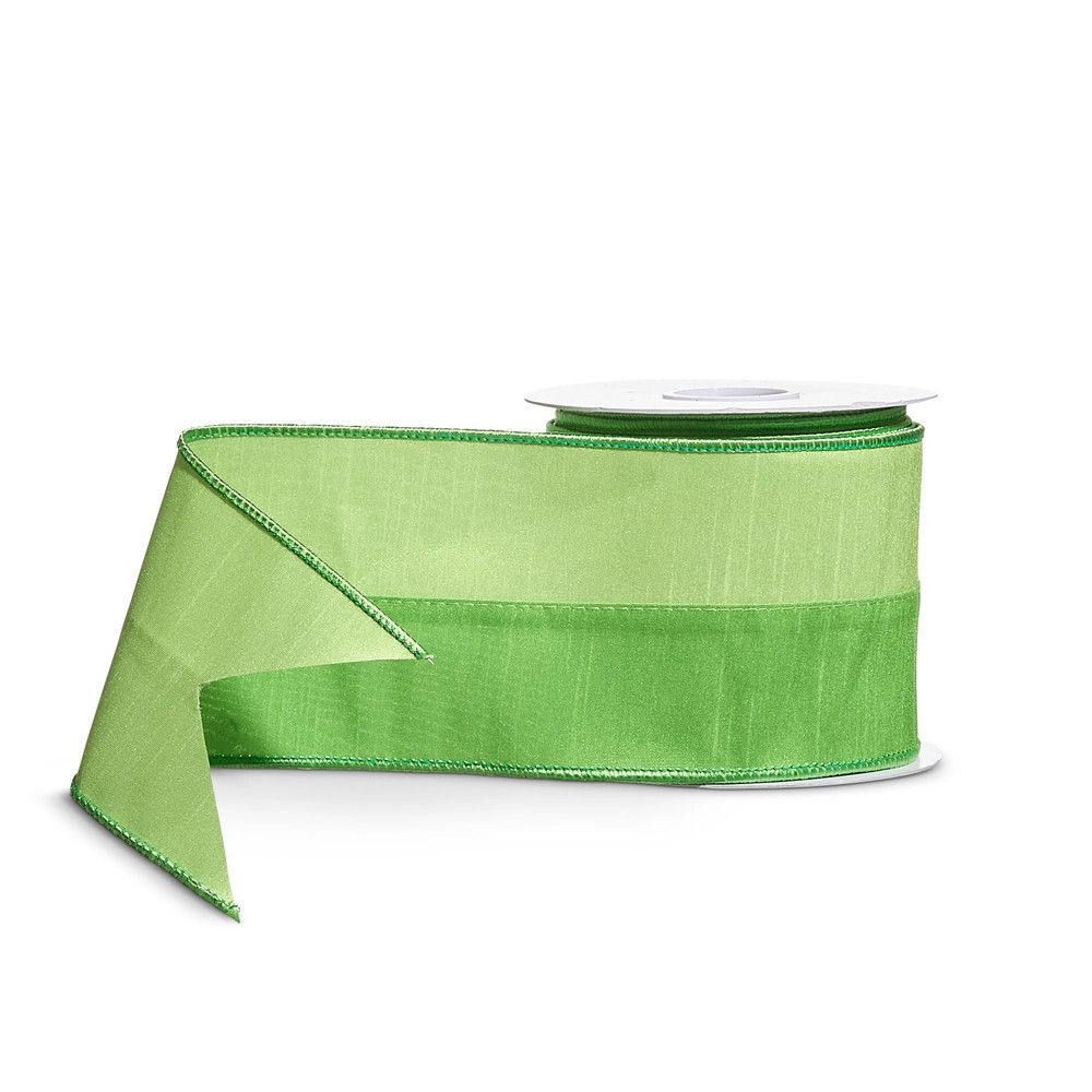 4"x10yd Green 2-Tone Wired Ribbon