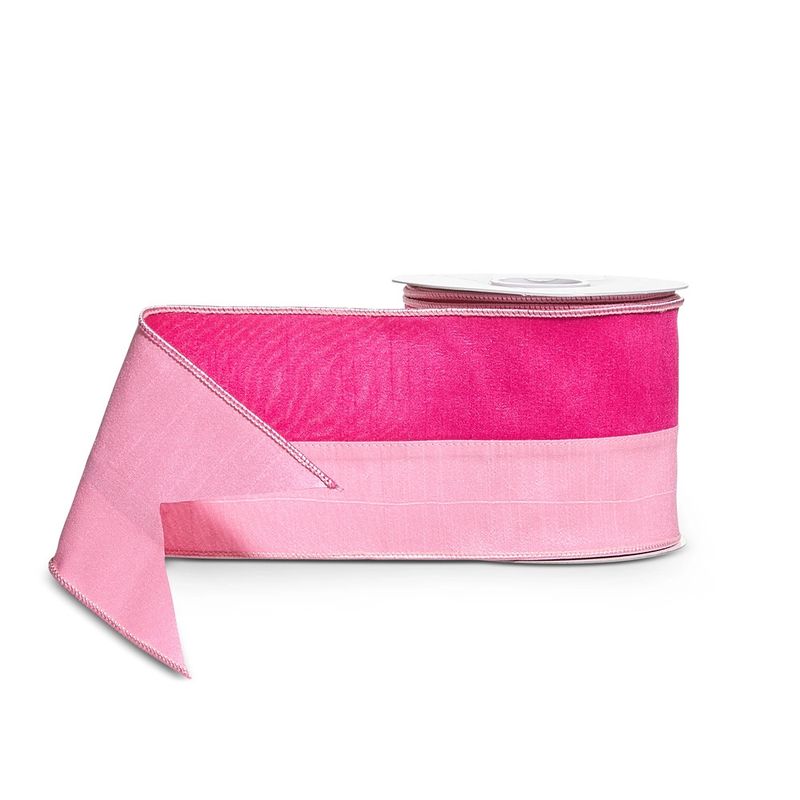 4"x10yd Pink 2-Tone Wired Ribbon
