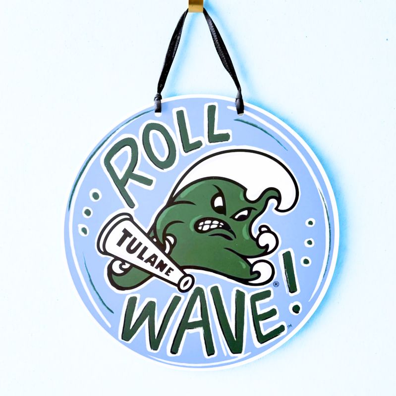 Tulane Roll Wave Door Hanger Green &amp; Blue Decor