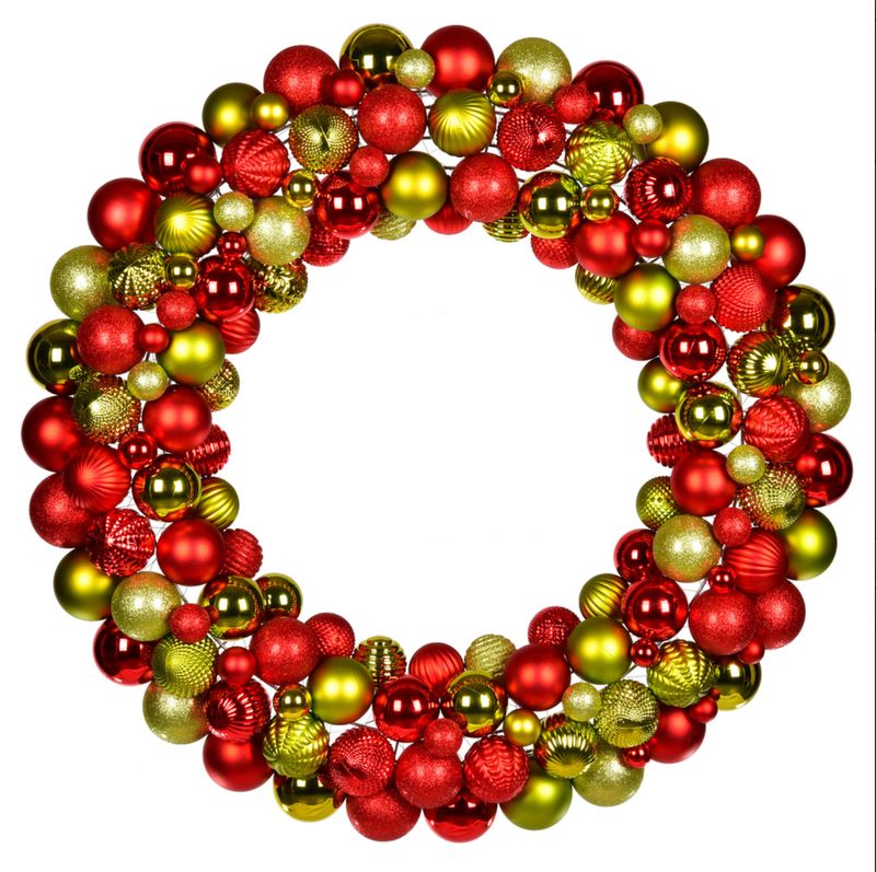 24" Red-Lime Asst Ornament Wreath