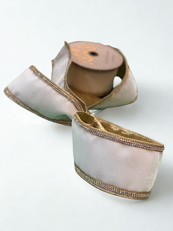 4"x5yd velvet iris crystal side trim, winter white