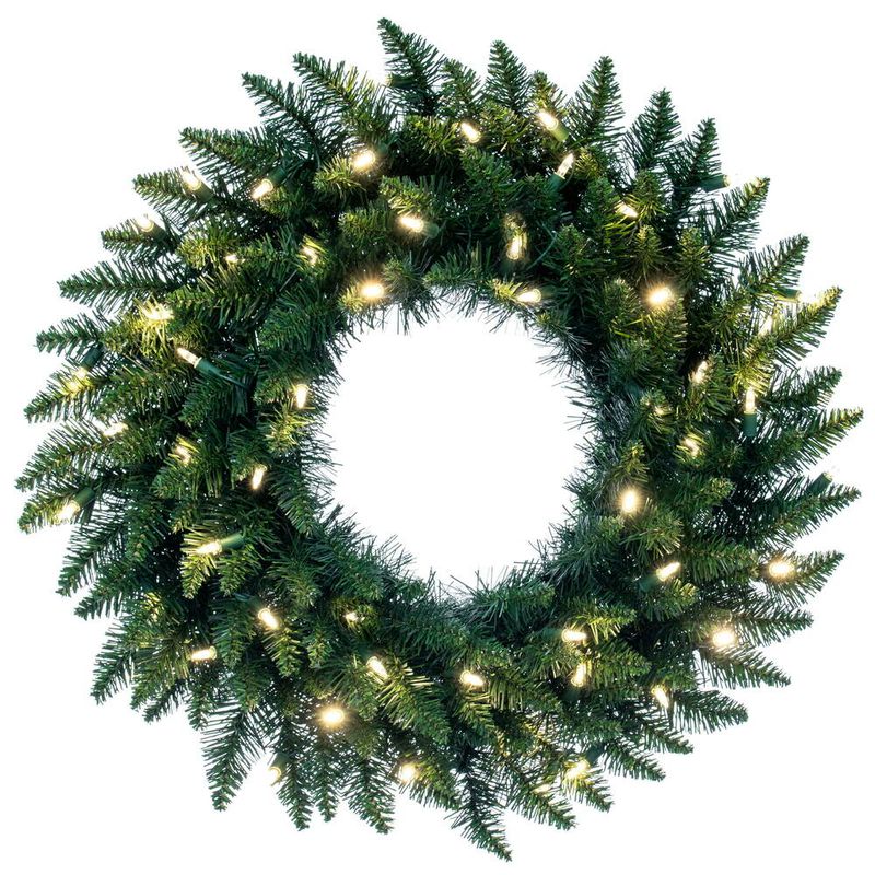 24" CAMDON FIR WREATH LED 50WW