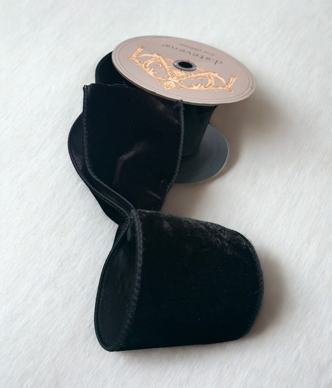 4" x10yds VP lush velvet matching dupion back, black