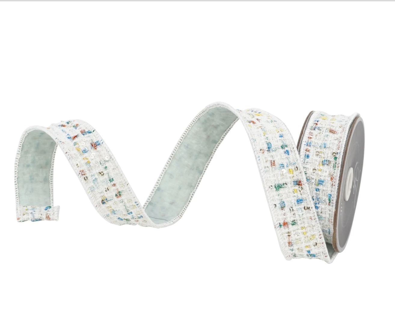 Confetti Tweed Ribbon WHITE 1"x10yd