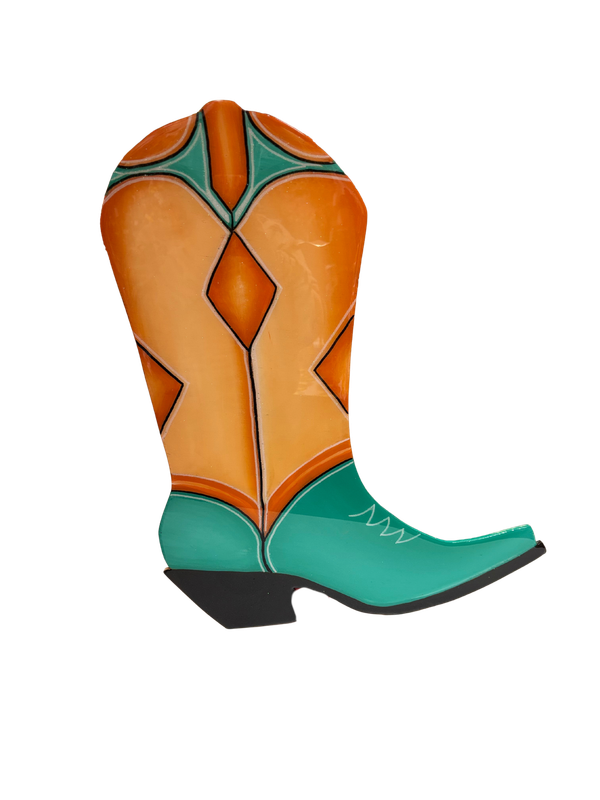 Boot Door Hanger-Tan and Teal