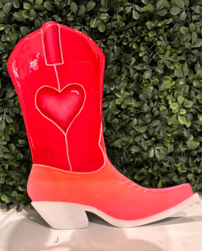 13" Boot Decor Hanger - One Heart on 2-tone Boot