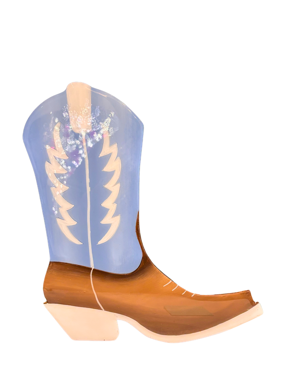 13" Pale Blue and Brown Mini Boot