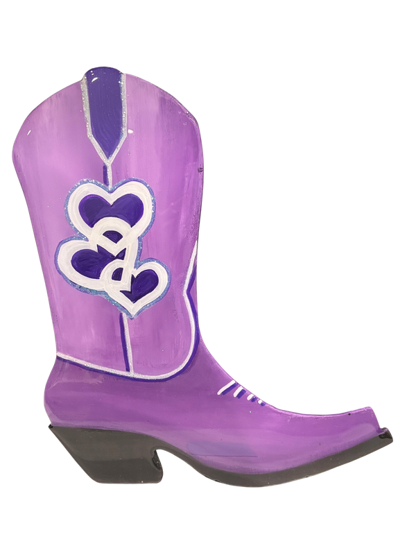 13" Purple Triple Heart Mini Boot