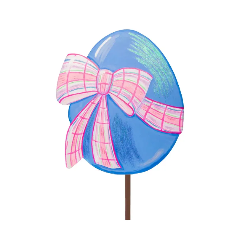 Blue Egg with Plaid Bow