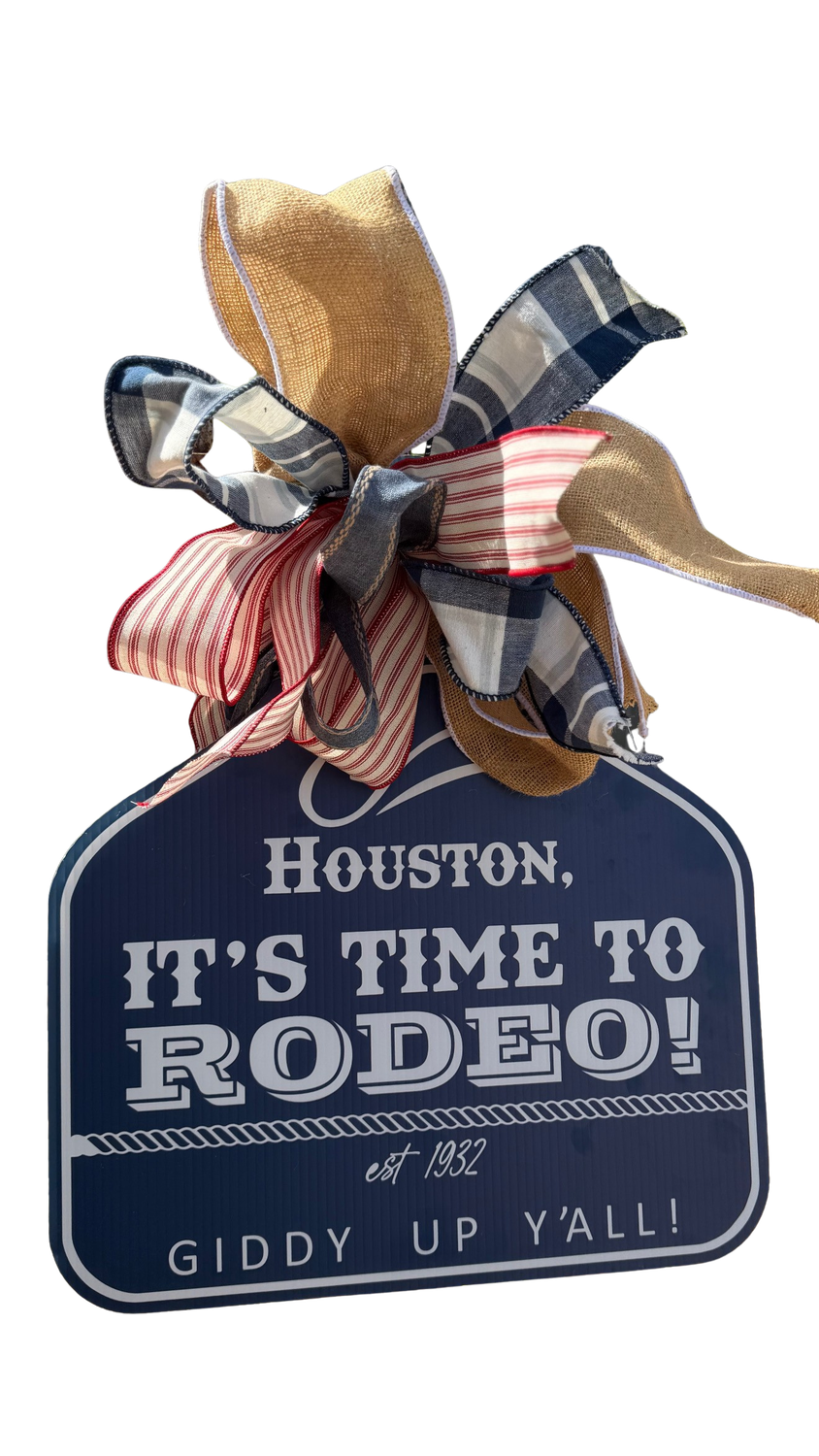 Houston Blue It's Time to Rodeo Door Hanger with Bow