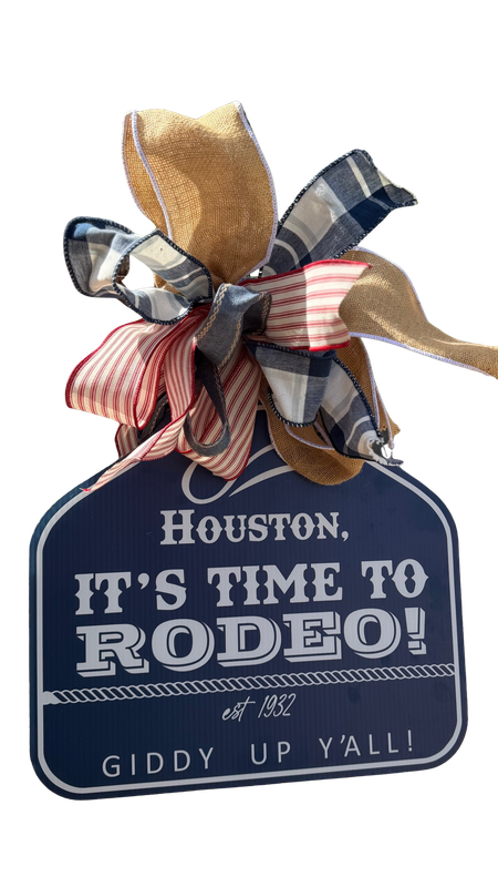 Houston Blue It's Time to Rodeo Door Hanger with Bow