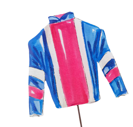 Jockey Silks Yard Stake-Blue Ribbon