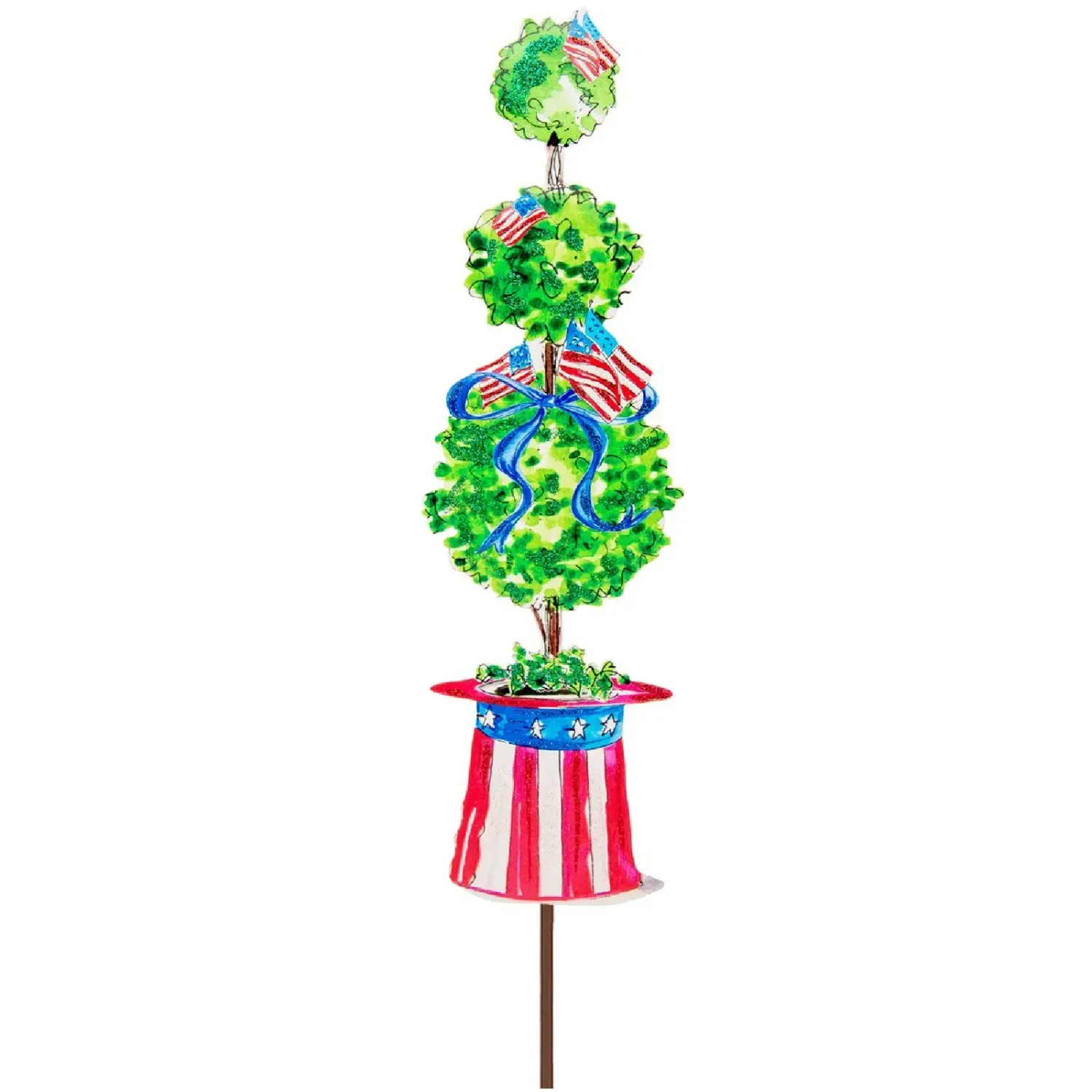 Boxwood Americana Top Hat Pot Stake