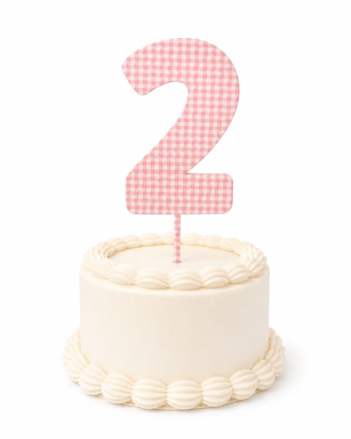 Pink Gingham Two Cake Topper