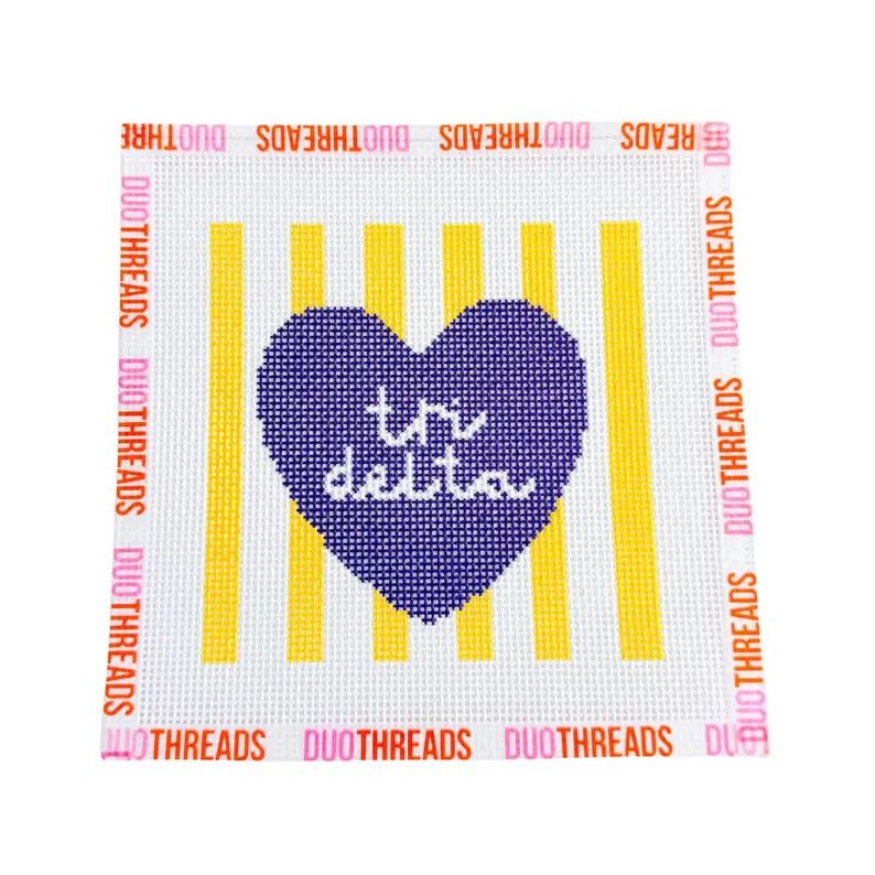 Sorority Heart Needlepoint Canvas Kit-Delta Delta Delta