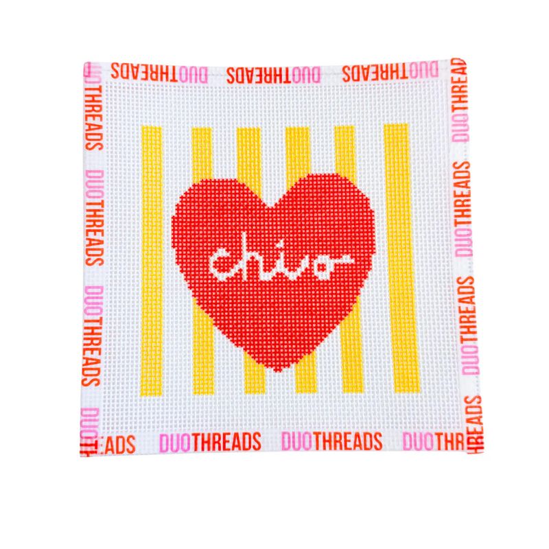 Sorority Heart Needlepoint Canvas Kit-Chi Omega
