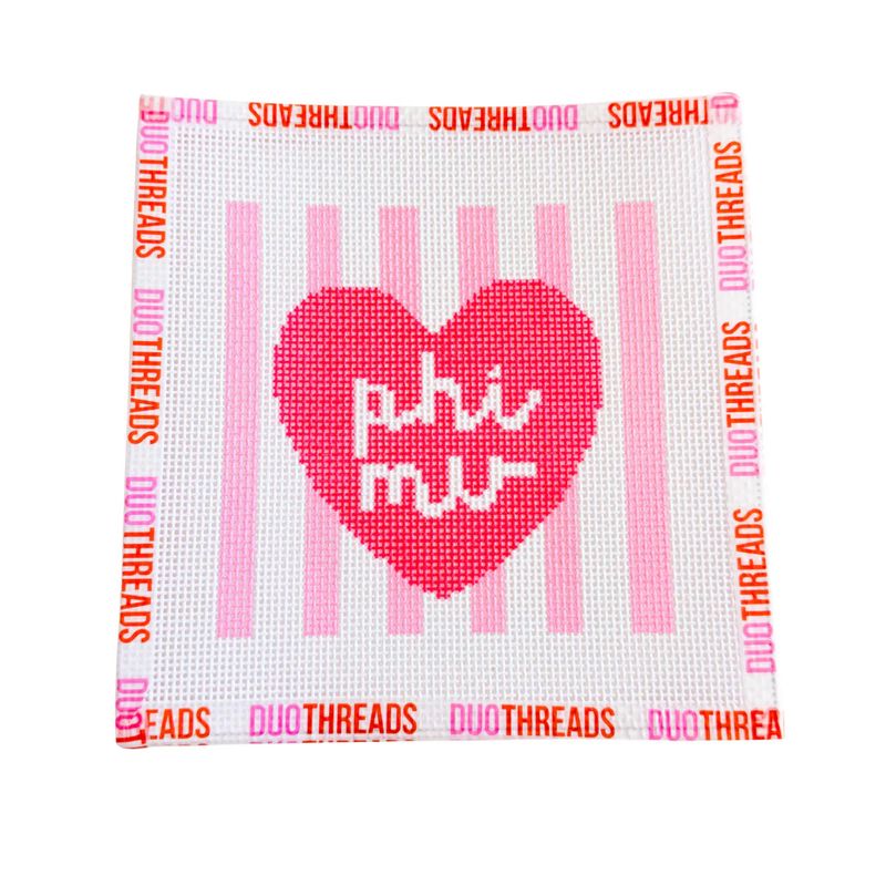 Sorority Heart Needlepoint Canvas Kit-Phi Mu