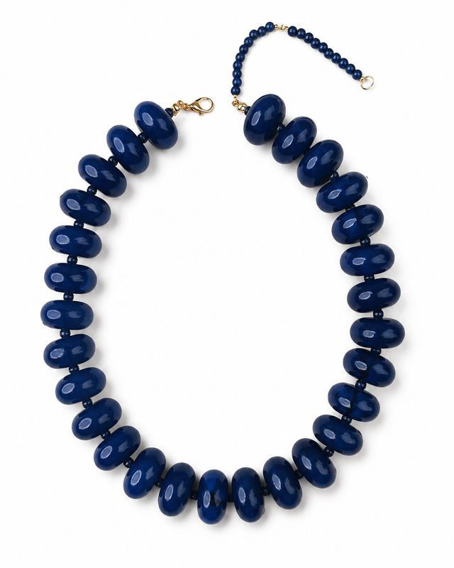 Navy Chunky Beaded Necklace