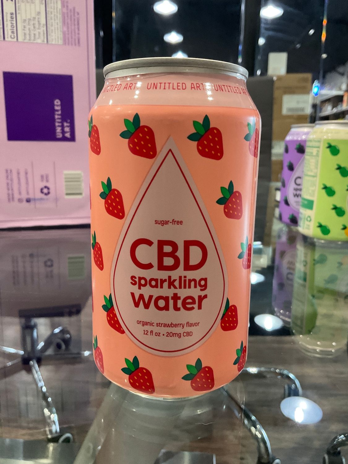 UNTITLED ART CBD STRAWBERRY SPARKLING WATER, 12OZ