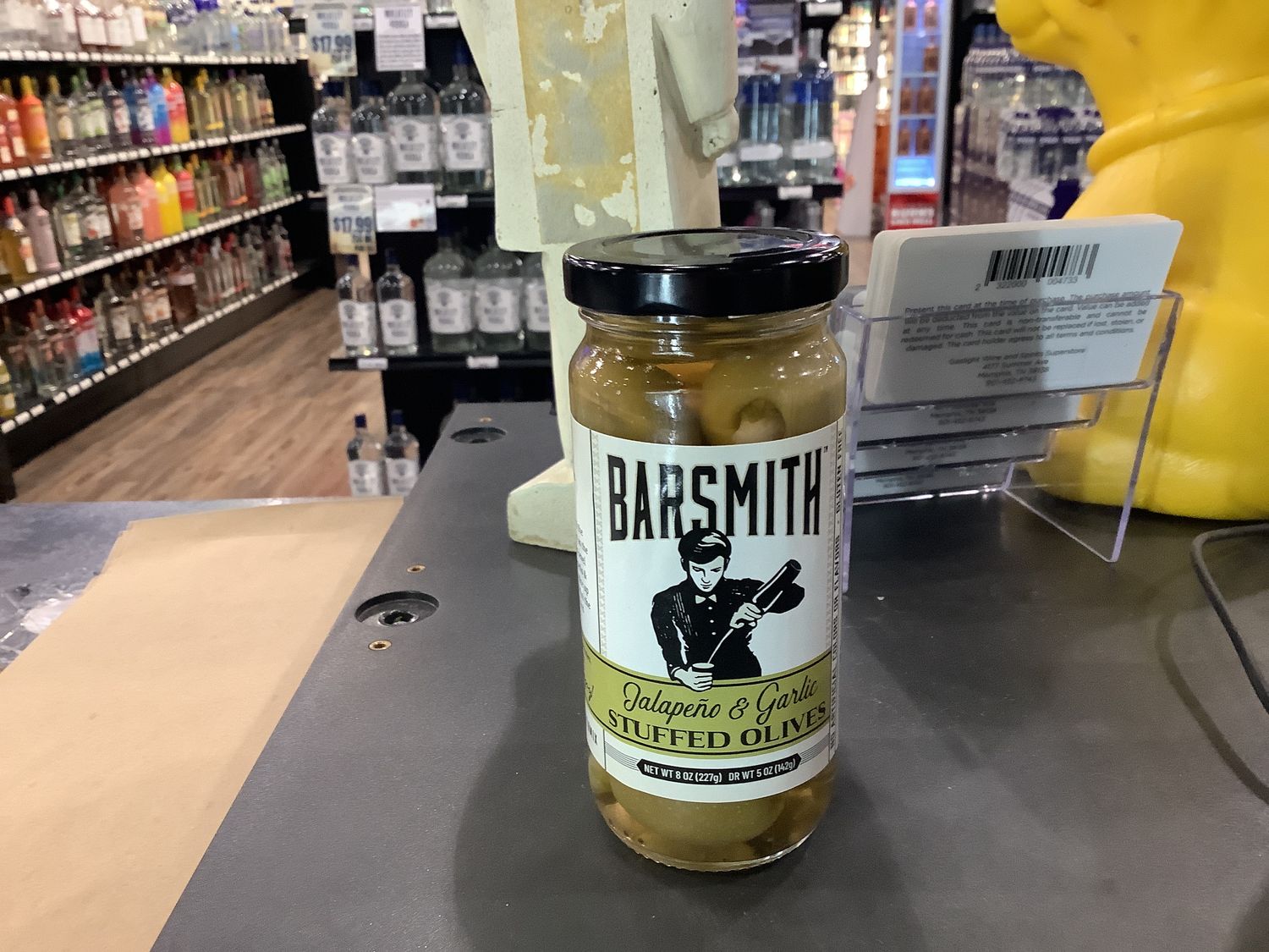 BARSMITH GARLIC AND JALAPENO  OLIVES, 5OZ