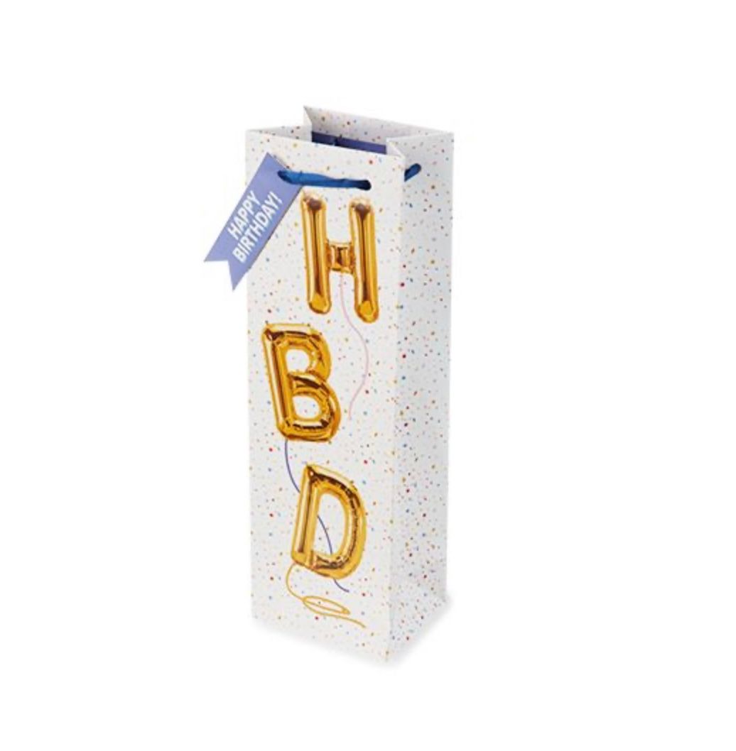 HBD BALLOON SINGLE BOTTLE BIRTHDAY GIFT BAG