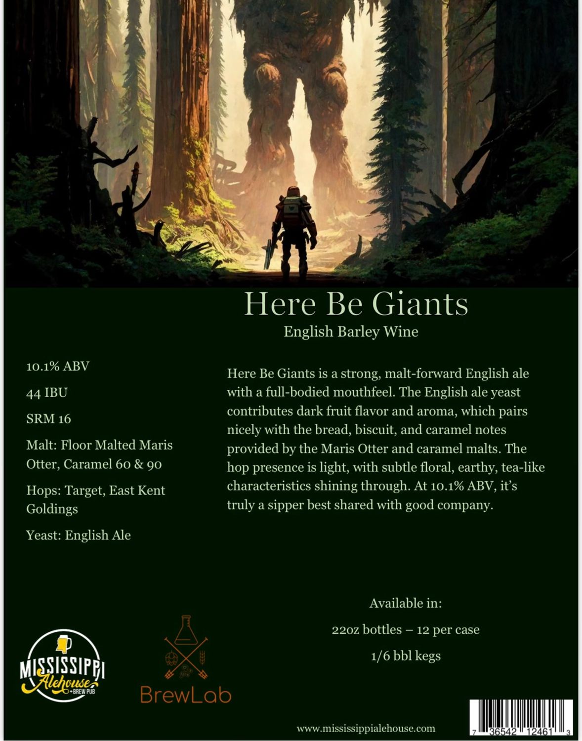 BREWLAB HERE BE GIANTS BARLEYWINE, 22OZ BOTTLE