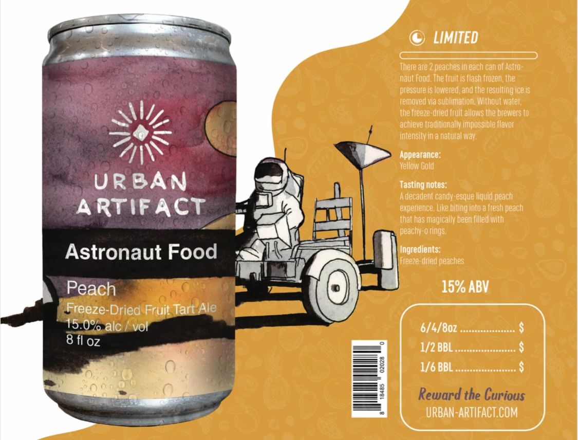 URBAN ARTIFACT ASTRONAUT FOOD PEACH, 8OZ SINGLE