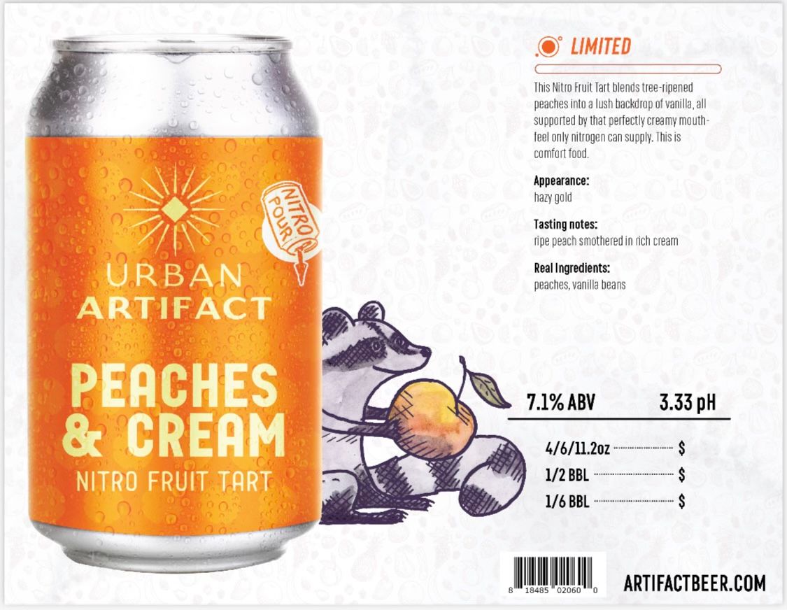 URBAN ARTIFACT NITRO PEACHES &amp; CREAM, 12OZ CAN