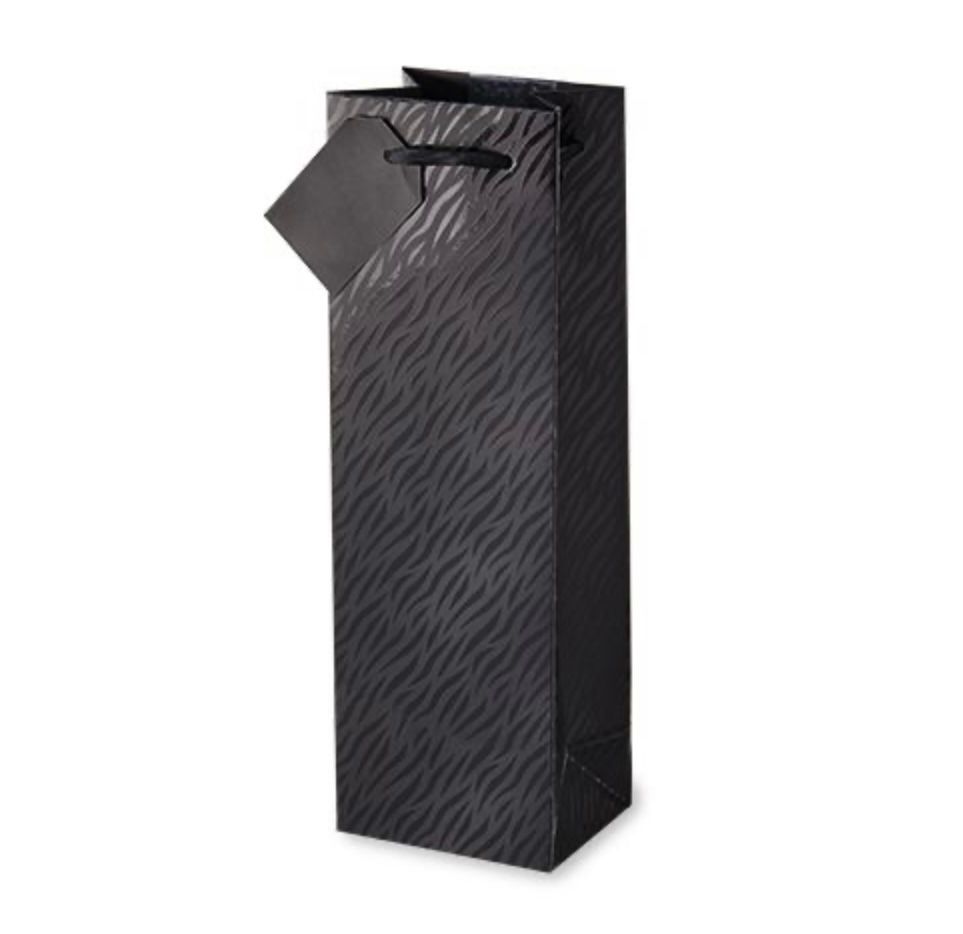 BLACK ZEBRA SINGLE BOTTLE GIFT BAG