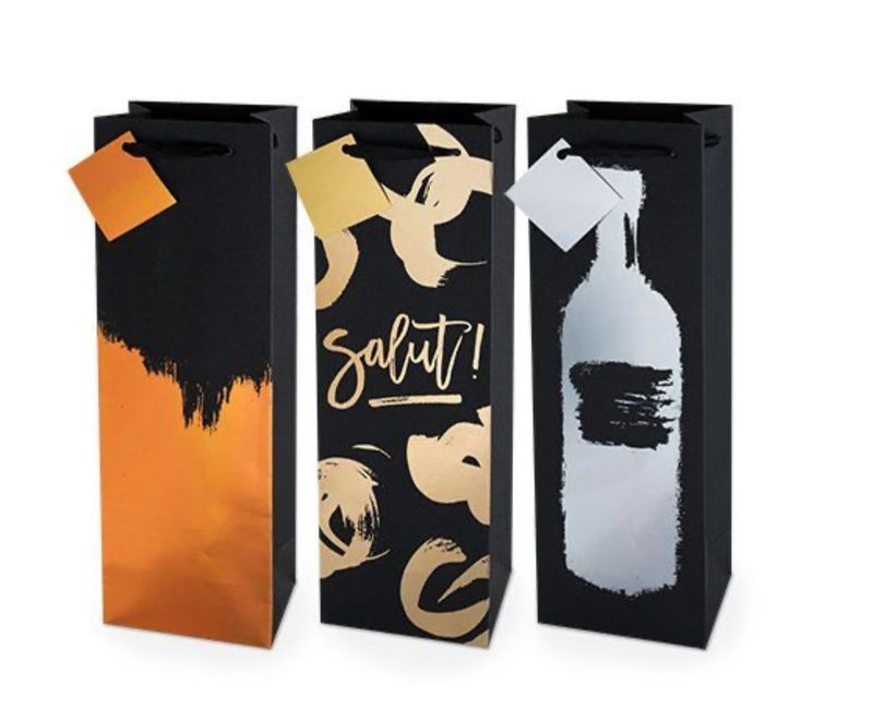 ASSORTED METALLIC BRUSHSTROKE GIFT BAG