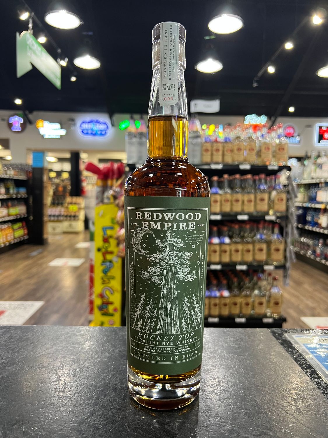 REDWOOD EMPIRE BOTTLED IN BOND RYE WHISKEY ROCKET TOP, 750ML