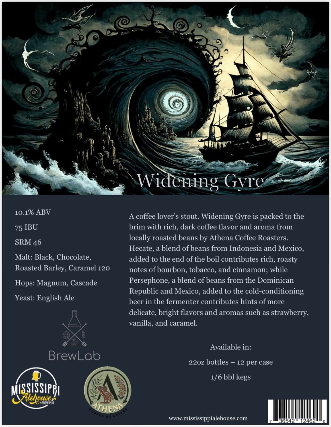 BREWLAB WIDENING GYRE COFFEE STOUT, 22OZ BOTTLE