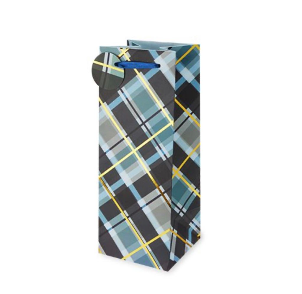 PLAID LIQUOR BOTTLE BAG
