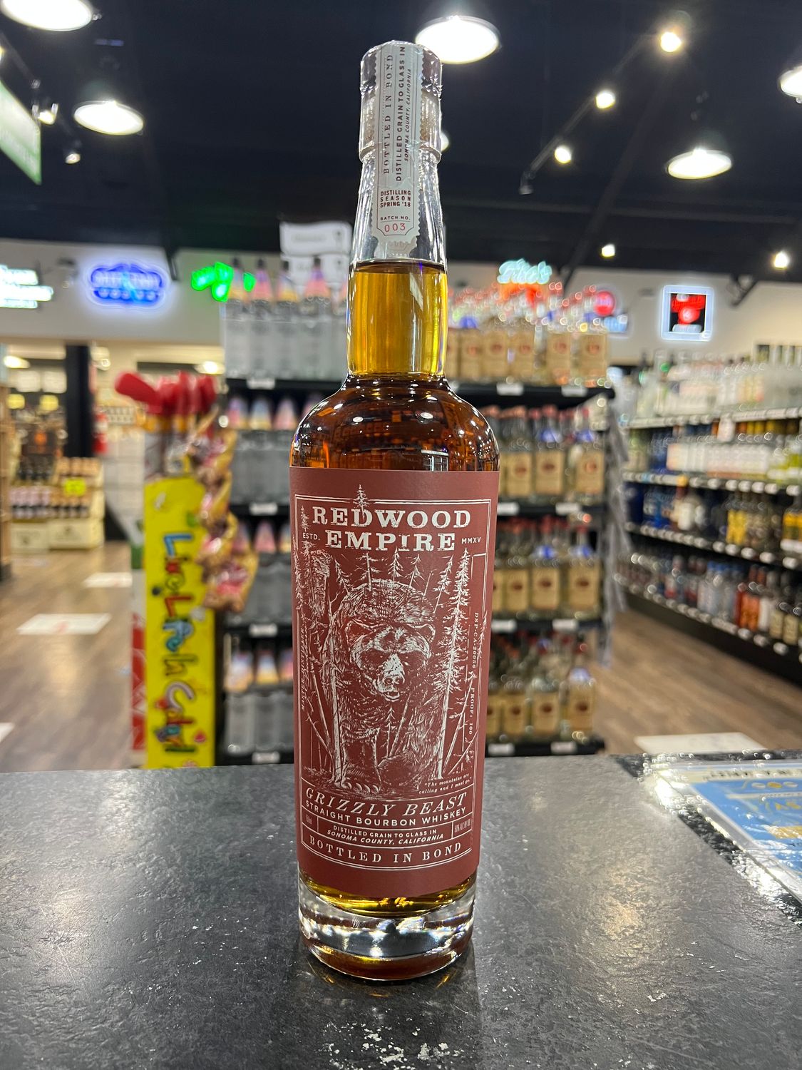 REDWOOD EMPIRE BOTTLED IN BOND BOURBON GRIZZLY BEAST, 750ML