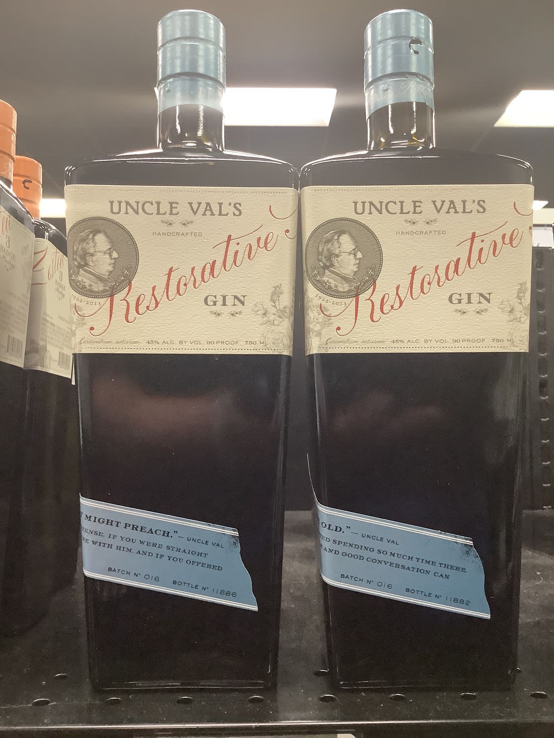 UNCLE VAL’S RESTORATIVE GIN, 750ML