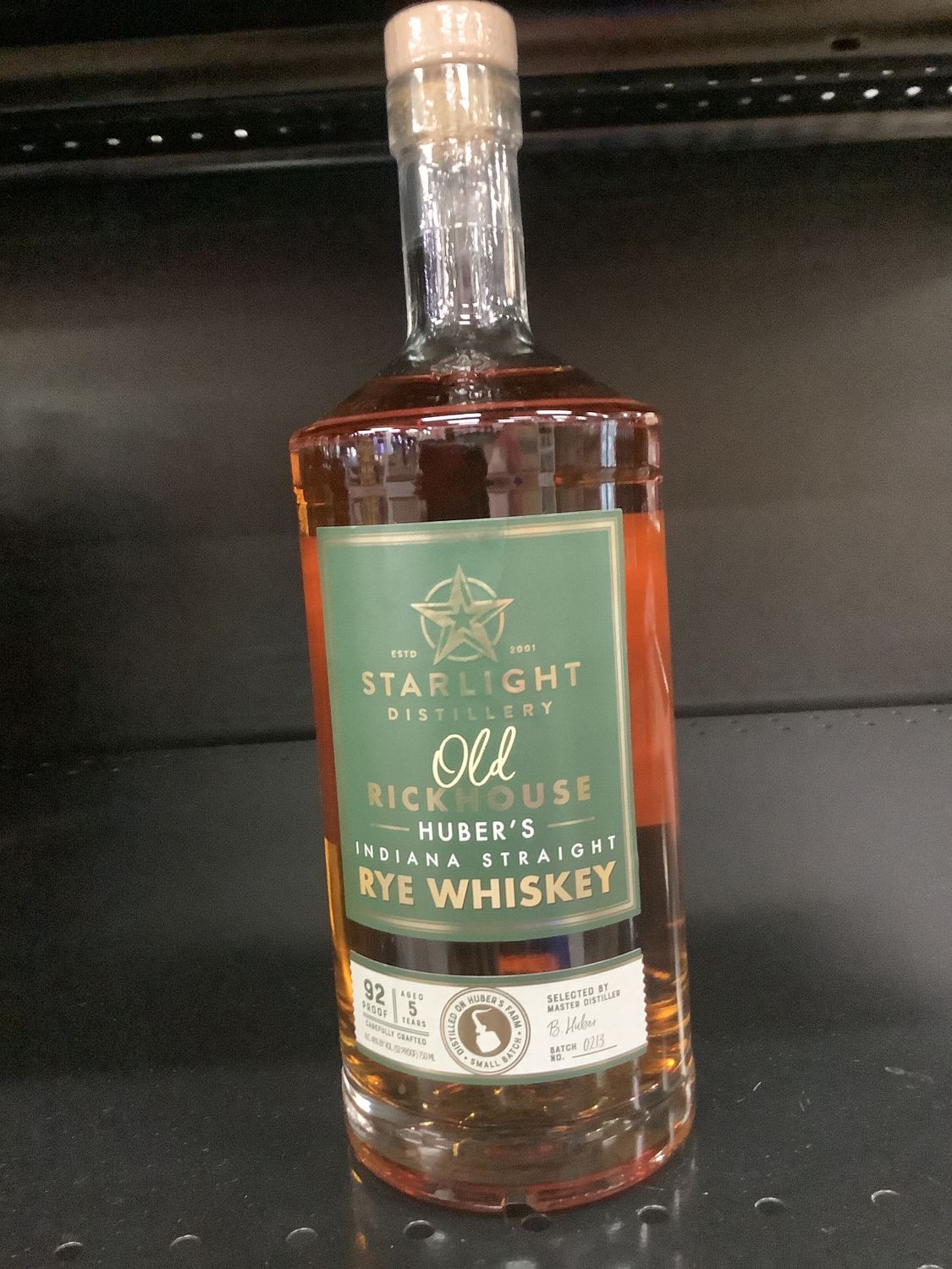 STARLIGHT CARL T. HUBER’S OLD RICKHOUSE RYE WHISKEY, 750ML