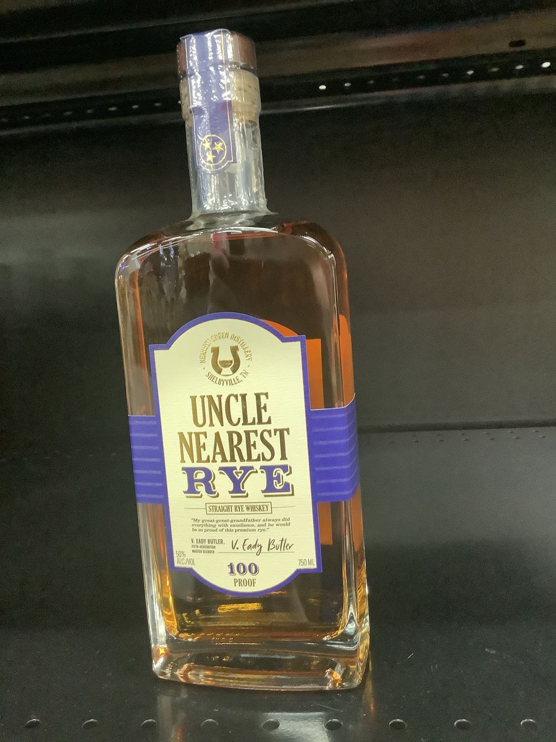 UNCLE NEAREST STRAIGHT RYE WHISKEY, 750ML