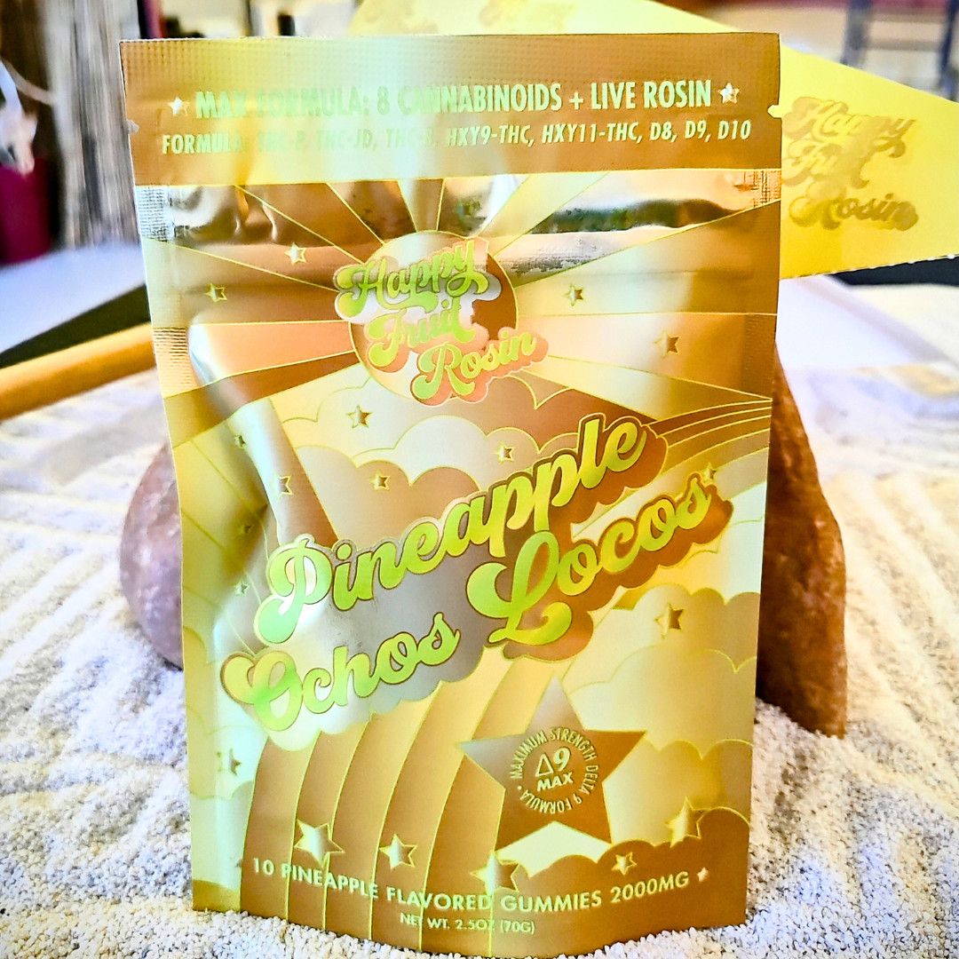 Happy Fruit -Pineapple Ochos Locos - 10cnt 200mg - Delta 9 / Live Rosin