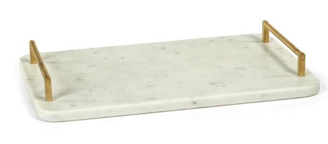 Andria Marble Tray w/ Gold Metal Handles..
