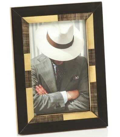 Black Chiseled Horn &amp; Brass Frame-5x7..