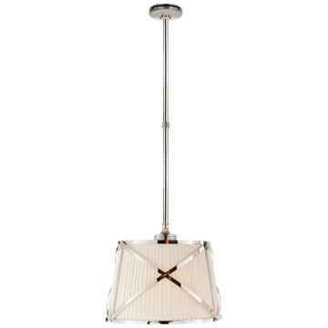 CHC 1480PN-L Grosvenor Single Hanging Shade in Polished Nickel with Linen Shade