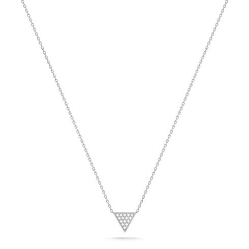 Necklace- Emily Sarah Triangle 14k White gold, .06tcw Diamond, 16