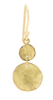 Earring- 18k Gold Hammered Texture Concave Disc and Smaller Disc