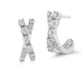 Earrings- Ava Bea Croxxover Mini Huggies WG .16ct diamonds