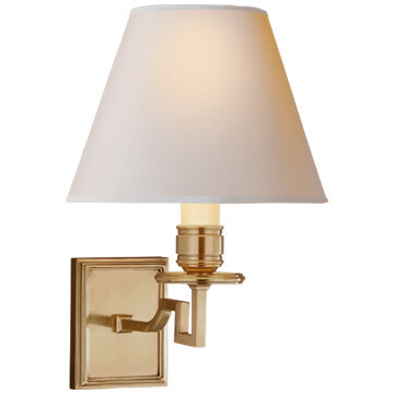 AH 2000NB-NP Dean Single Arm Sconce in Natural Brass with Natural Paper Shade