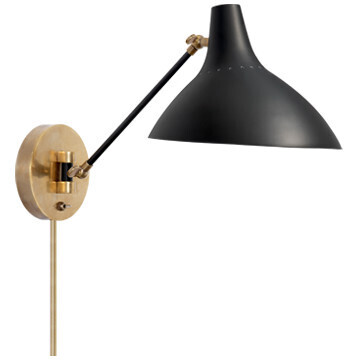 ARN 2006BLK Charlton Wall Light in Black and Hand-Rubbed Antique Brass