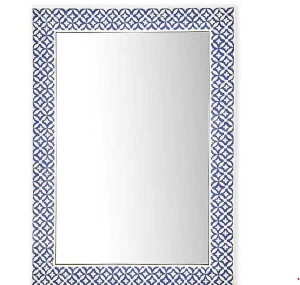 Blue and bone inlaid mirror